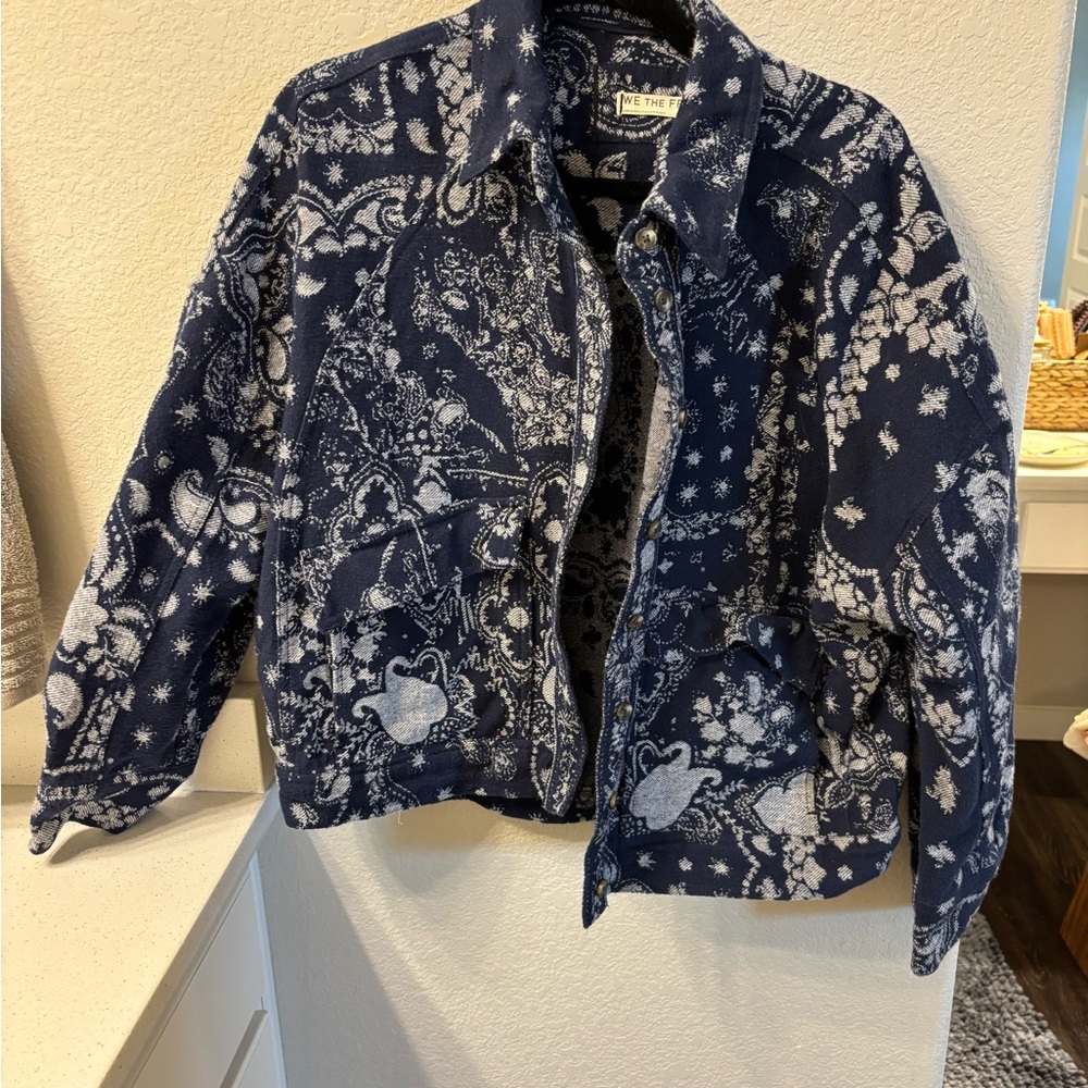 We The Free people bandana jacquard Jacket in indigo color - Picture 3 of 6